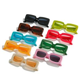 2022 women's new square sunglasses beach small frame glasses fashion beach jelly color sun glass