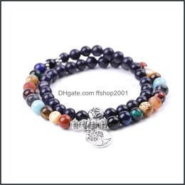 Charm Bracelets Tree Of Life 6Mm Cosmic Galaxy Stone Guard Bracelet Layers Wrap Women Men Blue Sand Long Jewellery Drop Delivery 2021 Dh Dhlfx