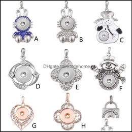 Charms Crystal Snowman Snap Button Pendant Accessories Jewellery Diy 18Mm Ginger Necklace For Women Christmas Gift Drop Delivery 2021 F Dhvtb