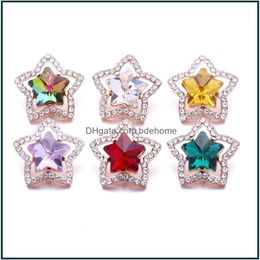 Clasps Hooks Noosa Big Five-Pointed Star Rhinestone 18Mm Ginger Snap Jewelry Sier Plated Diy Necklace Bracelet Accessory New Finding Dhr8C