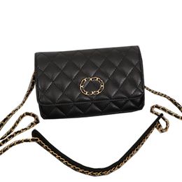 Womens Lambskin Classic Mini Flap Wallet Bags With Gold Metal Hardware Crossbody Shoulder Card Phone Holder Purse Multi Pochette Designer Handbags 19X13.5X3.5CM