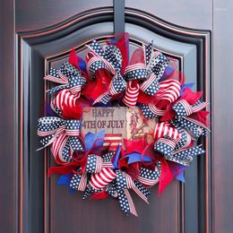 Decorative Flowers DIY Garland Handmade Wall Hanging Pendant For Front Door Wreath Garden Outside Household American Independence Day Home
