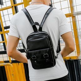 Backpack Xiao.p Fashion Men's Black High Quality Pu Leather Simple Teenage School Bag Men Daypacks Style Casual Travel