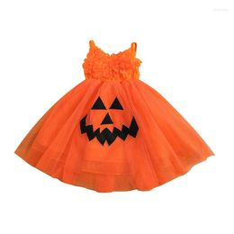 Girl Dresses Halloween Toddler Girls Sweet Princess Dress Spaghetti Strap Front Flowers Grimace Pattern Mesh Patchwork Layered Hem