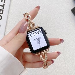 Women Worsband Apple Watch Band cinghie da 49mm 8 7 6 SE 41mm 45mm 38mm 42 mm Bracciale in pelle in metallo Lady Metal per Iwatch Ultra 5 4 3 44mm Diamond 40mm
