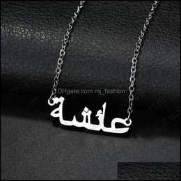 Pendant Necklaces Fashion Creative Middle East Arabic Alphabet Necklace Ladies Name Stainless Steel Clavicle Chain Gift Jewellery Drop Dhx8A