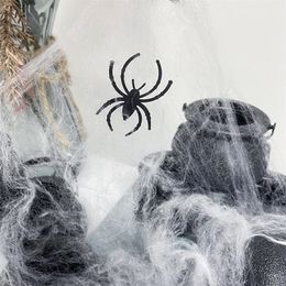 Other Festive Party Supplies Halloween Decorations Artificial Spider Web Super Stretch Cobwebs with Fake Spiders Scary Scene Decor Indoor Outdoor Props 220826