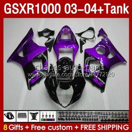 Fairings Kit & Tank For SUZUKI GSXR-1000 K 3 GSXR 1000 CC K3 03-04 Injection mold Body 147No.133 GSX-R1000 1000CC GSXR1000 2003 2004 GSX R1000 03 04 OEM Fairing purple stock