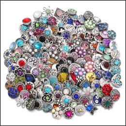 Other Fashion Mini Rhinestone Snap Button Jewellery Components 12Mm Metal Snaps Buttons Fit Earrings Bracelet Bangle Noosa Mix001 Drop Dhuft