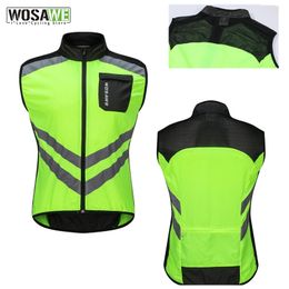 Men's Vests WOSAWE Cycling Reflective Vest Windproof Running Safety Vest Motorcycle Gilet MTB Riding Bike Bicycle Clothing Sleeveless Jacket 220827