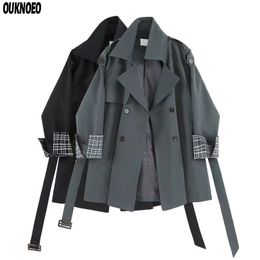 Women's Jackets Thin Spring Women's Short Trench Coat Elegant Fashion Korean Casual Loose Luxusy Outwear Belt Slim Windbreaker Raincoat Woman 220827