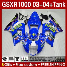 OEM Fairings For SUZUKI GSXR-1000 K 3 GSXR 1000 CC K3 03 04 Bodys 147No.148 GSX-R1000 1000CC GSXR1000 03-04 GSX R1000 2003 2004 Injection Mould Fairing & Tank blue glossy