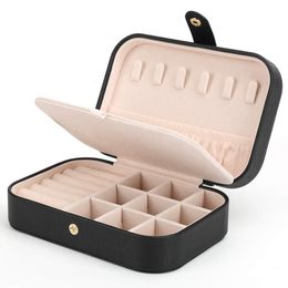 Jewellery Boxes Small Box Necklace Ring Storage Organiser Mini Case Double Layer Travel For Women Girls Gift/black ammgK