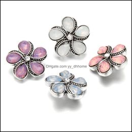 Components Hq Snap Button Jewellery Colorf Rhinestone Flower 18Mm 20Mm Metal Snaps Buttons Fit Bracelet Bangle Noosa N011 Drop Delivery Dh9Dz