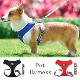 Dog Collars Reflective Nylon PeyDog Harness And Leash Set Breathable Pet Chest Strap Vest Adjustable For Small Medium Dogs Puppy