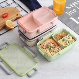 Dinnerware Sets Bamboo Fiber Lunch Box Creative Compartment Sealed Bag Portable Leak-Proof Container For Kids Picnic Office Worker