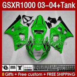 Fairings Kit & Tank For SUZUKI GSXR-1000 K 3 GSXR 1000 CC K3 03-04 Injection Mould Body 147No.126 GSX-R1000 1000CC GSXR1000 2003 2004 GSX R1000 03 04 OEM Fairing green stock