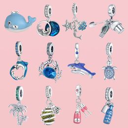 925 Silver bead fit Charms Pandora Charm Bracelet Beach Series Animal Charms Dolphin Sea Turtle Crab charmes ciondoli DIY Fine Beads Jewellery