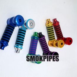 Cool Colourful Aluminium Alloy Removable Pipes Dry Herb Tobacco Caps Smoking Tube Holder Portable Finger Silicone Ring Decorate Mini Philtre Handpipe DHL