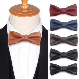 Bow Ties Tie Classic Suits Bowtie For Men Women PU Leather Wedding Party Cravats Adjustable Casual Bowties Mens