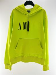 Mens Hoodies Designer Fashion men's Sweatshirt coat Fluorescent green Letters embroidery jacket long hip hop hooded sweater coats