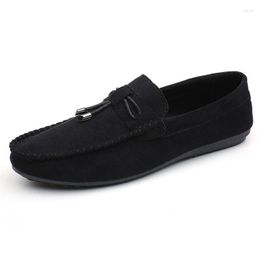 Motorcycle Armour Men Casual Shoes Fashion Male Suede Soft Loafers Leisure Moccasins Slip On Men's Driving Black Red Man Lazy Shoe