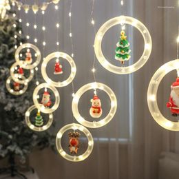 Strings 3M Christmas LED Holiday Decoration Lamp With Round Santa Tree Curtain String Light For Year Decor Home Lights Fairy Garden