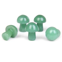 20MM Mushroom Statue Stone green aventurine Carved Decoration Reiki Healing Quartz Crystal Gift Room Ornament Plant Trinket