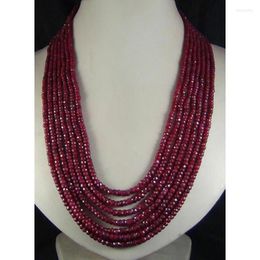 Chains 2x4mm NATURAL RUBY FACETED BEADS NELACE 7 STRAND 17-23"