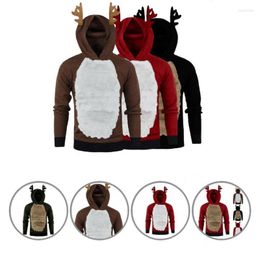 Men's Sweaters Christmas Hoodie Creative Festive Contrast Colours Party Funny Elk Ear Men