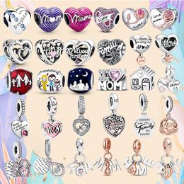 925 Silver bead fit Charms Pandora Charm Bracelet Mom Sister Daughter Heart charmes ciondoli DIY Fine Beads Jewelry