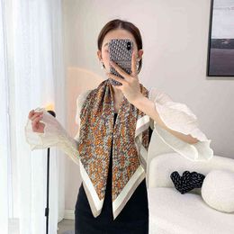 Sarongs 2021 new spring women scarf quality shawl silk fashion scarf headscarf beach sunscreen bag headscarf scarf 90cm 90cm T220827