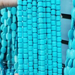 Beads 8-18mm Natural Blue Turquoise Semi-precious Stone Flat Loose Charms Jewellery Making DIY Bracelet Necklace Accessories 39cm