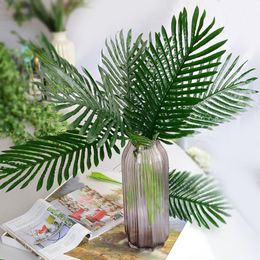 Decorative Flowers & Wreaths 35Pcs Artificial Palm Leaves Gold Green Tropical Palm Tree Leaves for Wedding Hawaiia Party Jungle Beach Theme Party Table Decor