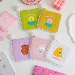 Corduroy Korea Girls Coin Purse Women Sanitary Napkin Bag Card Case Female Clear Tampon Storage Holder Money Bag Kids Purses