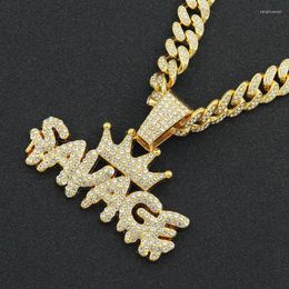 Pendant Necklaces Iced Out Cuban Chain Bling Diamond Letter SAVAGE Rhinestone Pendants Mens Necklace Miami Gold Charm Jewelry For Men Choker