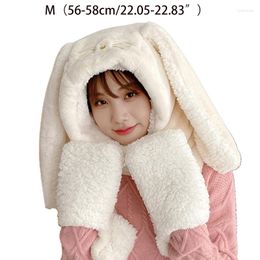 Berets Sweet 3-in-1 Cute Thick Hat Long-eared Ear Protect Warm Plush Scarf Gloves Set For Sports In Cold Weather Q5WE