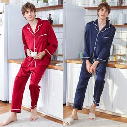 Men's Sleepwear Men Satin Silk Pyjamas Sets Selling Pajamas Spring Summer Long Sleeve Trousers Homewear Pijama Winter