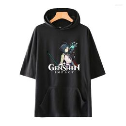 Men's Hoodies 2022 Game Genshin Impact Print Cropped Hooded T-shirts Men Women Unisex Harajuku Hip Hop Tracksuit Streetwear Pullover