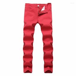 Men's Jeans Mens Colour Denim Stretch Skinny Slim Chino Pants For Men Autumn Casual Sweat Khaki Black Red White