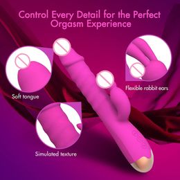 Beauty Items G-Spot Vibrator Licking Tongue Clitoral Stimulator 12 Powerful Vibration 4 Thrusting Roat Heat Dildo Women Masturbation