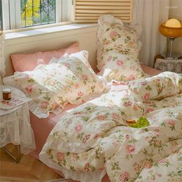 Pillow Case Cilected Korean Princess Style Lotus Leaf Lace Pillowcase 100% Cotton Plant Floral Cushion Cover Bed Head Home Deco