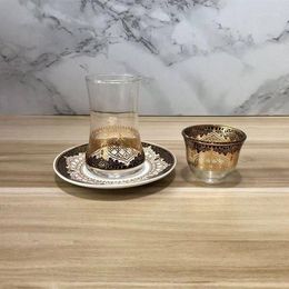 Mugs 3Pcs/Set Luxury Coffee Cup Turkish Court Glass Exotic Afternoon Leisure Teacup Set