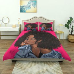 Berets 2022 Bedroom 3-Piece Bedding Afro Girls Black Women Partner Print Three Piece Set Pillow Case 3pcs Custom Pattern
