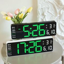 Wall Clocks Large Digital Clock Remote Control Temp Date Week LED Display Power Off Alarms Dual Wall-mounted Table Me B3P1