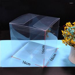 Gift Wrap Big Size 16 16cm Wedding Candy Box Square Transparent Display Clear PVC For Cupcake Macaroon Packaging