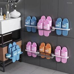 Clothing Storage Free Punching Shoe Hanger Wall Mounted Folding Slipper Rack Bathroom Towel Organiser Moisture-proof Self Adhesive