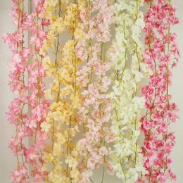Decorative Flowers 180CM 135 Heads Artificial Cherry Blossom Flower Vine Hanging Garland For Wedding Party Home Decor Japanese Kawaii