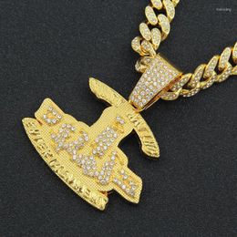 Pendant Necklaces Iced Out Cuban Chains Bling Diamond Letter Sign Rock Rhinestone Pendants Mens Gold Chain Charm Jewellery For Men Choker