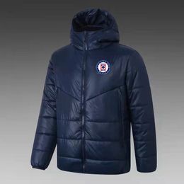 Cruz Azul Piumino da uomo con cappuccio giacca invernale per il tempo libero cappotto sportivo con cerniera intera sportiva Felpa calda da esterno LOGO Personalizzato